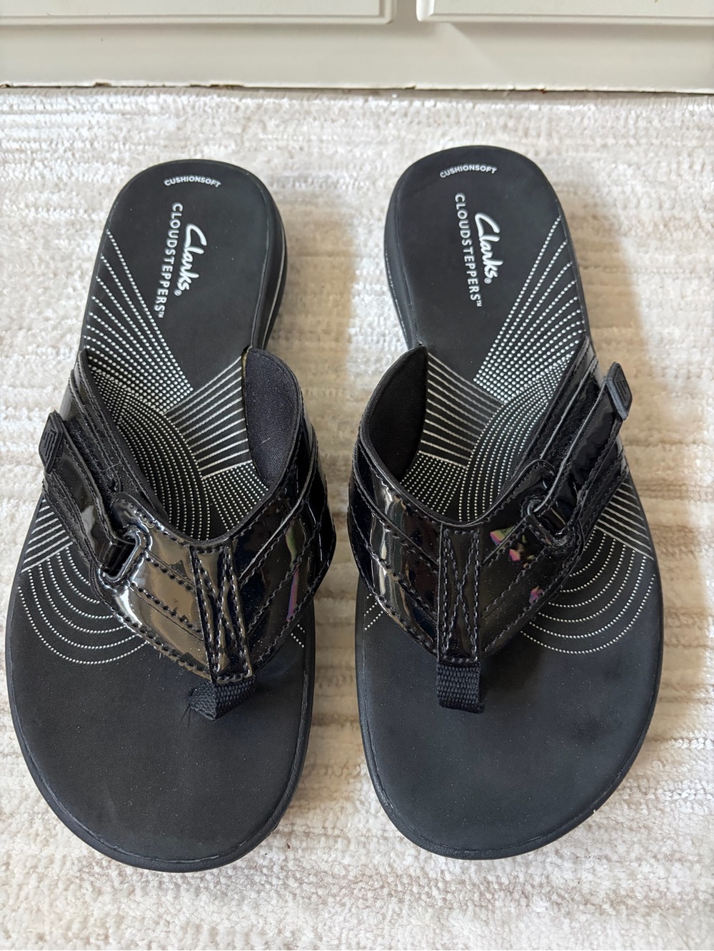 Clarks Cloudstepper Black Patent Sandals for Women